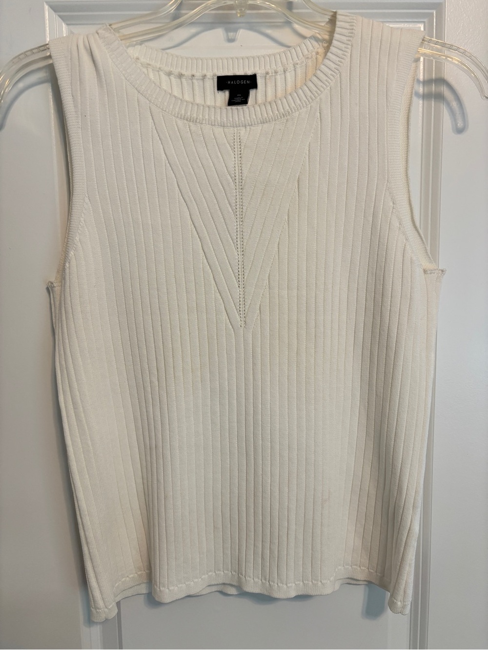 Halogen Cream Ribbed Knit Top